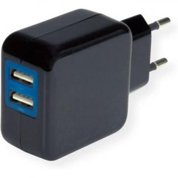 Cargador de Pared 2xUSB para Smartphone y más Value S1901P-NG Negro