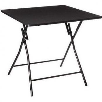 Mesa Plegable Negra de Madera y Metal 80x80cm Ideal para 4 Personas - Mesa plegable 4 plazas negra - 5five