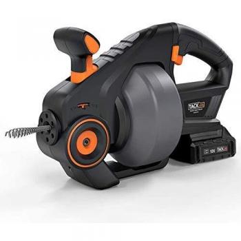 Desatascador tuberias, TACKLIFE 18V 2000mAh Desatascador de desagües, 560RPM, Eje Flexible de 7,6 m, Limpiar Tubo con LED e Batería Recargable HGDDC1A