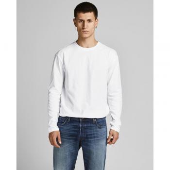 Jack & Jones Noa Long Sleeve T-Shirt for Men - Organic Cotton, Relaxed Fit, White