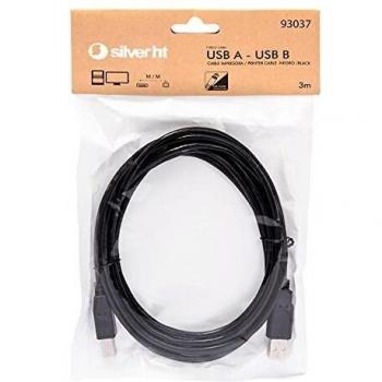 Silver HT 93037 - Cable impresora USB tipo A y B de 3 m, color negro