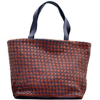 LE TRESSAGE bolso de cuero tedijo bolso shopper de estilo vintage color block Marrón / Azul PAUL MARIUS