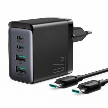 Cargador rápido Joyroom JR-TCG02 GaN Ultra 67W para iPhone 14, 13 Pro y Macbook tipo C con carga rápida 3.0 y carga USB