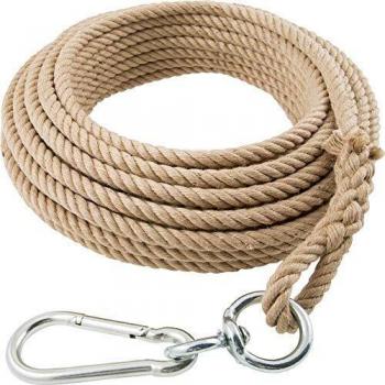 Cuerda de Cáñamo 20 mm, 30 m con Mosquetón y Giratorio