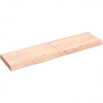 Estante de pared de madera maciza de roble tratada 120x30x(2-6)cm, color natural, marrón claro y marrón oscuro, mueble de almacenaje estantería para oficina, estudio y dormitorio