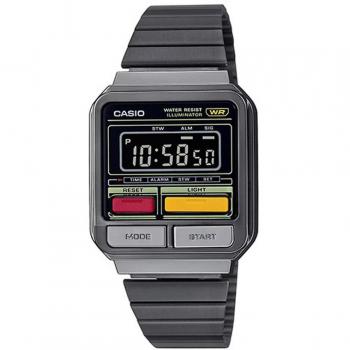 Casio Vintage Digital Watch A120WEGG-1BEF - Gunmetal Stainless Steel Bracelet with Multicolor Buttons