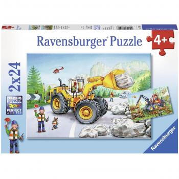 Puzzle Ravensburger - Excavadora y Tractor Forestal, 2 x 24 Piezas