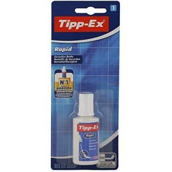 Corrector Líquido Tipp-ex Rapid de 20ml con Aplicador de Espuma y Fórmula de Secado Rápido
