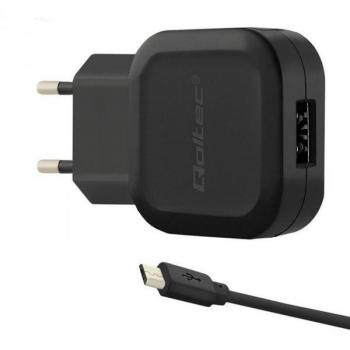 Cargador de pared Qoltec 12W | 5V | 2.4A | USB + cable Micro USB