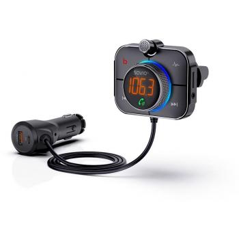 Transmisor FM Savio TR-14 con Bluetooth y cargador PD, color negro