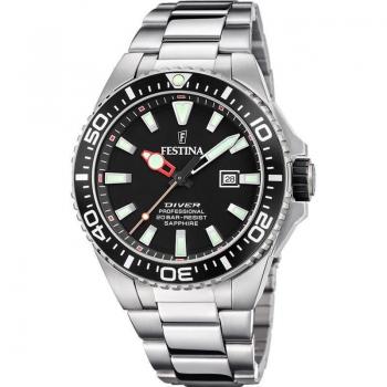 Mens Festina Divers Watch - 200M Water resistant- with Steel Bracelet, Festina Men's Watch F20663/3