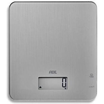 ADE Báscula digital de cocina KE1714 Cleo. Obtenga peso de hasta 5kg en diseño clasico. Tambien para líquidos. Tara. Incluye baterías color plata