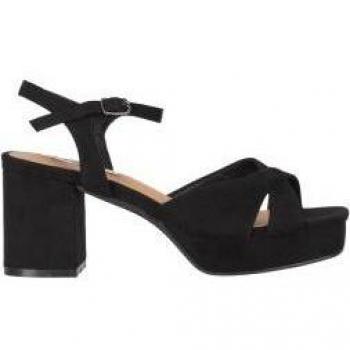 Chika10 Sandalias Flora 22 para Mujer de Plataforma con Cierre de Hebilla en Color Negro - Altura del Tacón 7cm