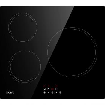 Placa de Inducción Ciarra 59 cm con 3 Zonas de Cocción, Protección Térmica y Temporizador 99 min - CD3BIH-E