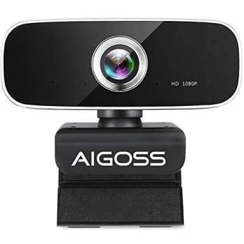 Aigoss Webcam Full HD 1080P con Micrófono Estéreo Cámara Web USB 2.0 para Videollamadas Panorámicas y Grabación Compatible con Windows, Mac y Android