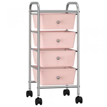 vidaXL 4-Drawer Mobile Storage Trolley Pink Plastic