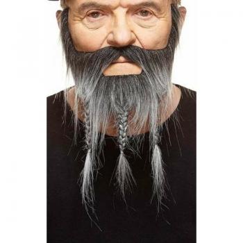 Bigote y Barba Postiza Multicolor y Gris, Talla Única