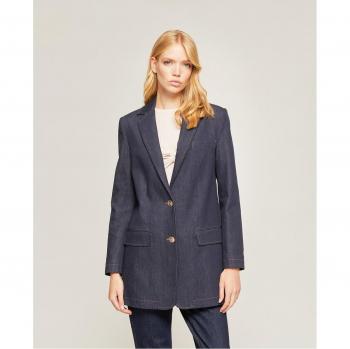 Motivi - Elegante Blazer de mujer over en denim con cuello de solapa y botones frontales