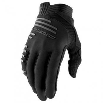 Guantes de bicicleta 100% R-Core Negro para hombre, talla M, diseño ergonómico, material transpirable, refuerzos en las zonas de mayor desgaste, cierre ajustable en muñeca