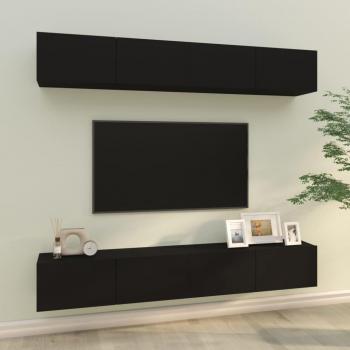 Mueble de TV vidaXL 4 piezas, color negro, dimensiones 100x30x30 cm, Mueble de salón