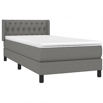 Cama Box Spring con Colchón de Tela Gris Oscuro 90x190 cm