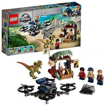LEGO Jurassic World - Dilofosaurio a la Fuga Set de construcción de Aventuras con Figura de Dinosaurio, incluye un dron de Juguete, Novedad 2019