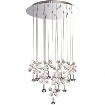 Suspensión Aviva redonda 16 Bombillas 4000K LED cromo pulido / cristal