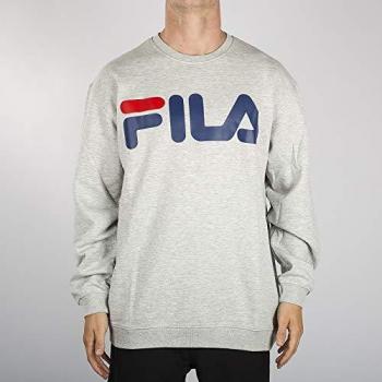 Fila Classic Logo Crewneck Sweatshirt for Men - Light Grey, Size XL