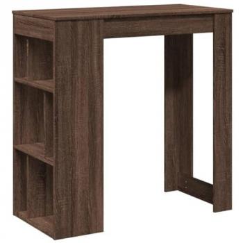 Mesa alta bar con estantes marrón roble 102x50x103,5 cm