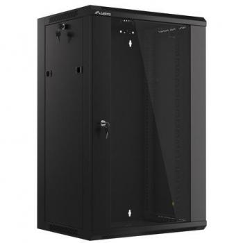 Armario Lanberg Mural Rack 19 18U 450 Flat Pack Ensamblaje Rápido Negro