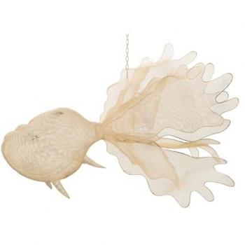 Figura Decorativa Pez Colgante Metálico Blanco 98x77x62 cm