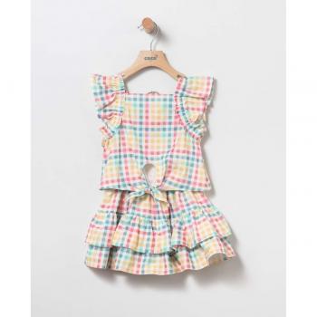 Coco Acqua - Conjunto de bebé niña 2 piezas vichy multicolor con volantes