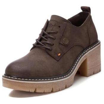 Zapatos de mujer Refresh 172262 con cordones, tacón ancho y suela flexible, color marrón