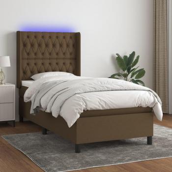 Colchón de cama blanda y tela LED marrón oscuro 80x200cm con características de cama box spring, luces LED y dimensiones de 80x200cm