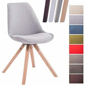 Silla de Visita Toulouse Square en Tela Gris Natural con Respaldo y Base de Madera