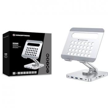 Soporte para Portátil Conceptronic 110521207101, Base 8-in-1 para Tablet USB 3.2 Gen 1 Docking Station, Docking USB-C Soporte Conceptronic con 1x HDMI 4