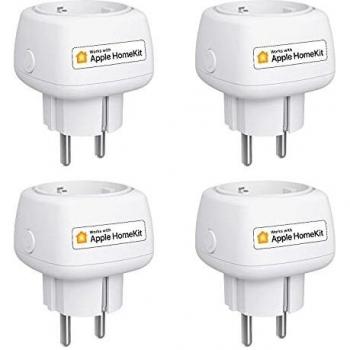 Meross Mini Wifi Enchufe Inteligente Compatible con HomeKit Siri Alexa Google Home, Inteligente Enchufe Wifi Smart Plug control por Voz, 4 PCS