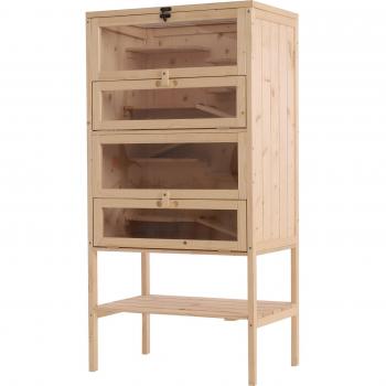 PawHut Casa Conejera de Madera para Hámster Ratones y Roedores Pequeños con 5 Pisos 10 Plataformas 3 Escaleras Tamaño Grande 60x40x120cm