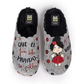 Slippers Flamenca Gris Zapatillas de Estar por casa Mujer Invierno Otoño - 39 EU