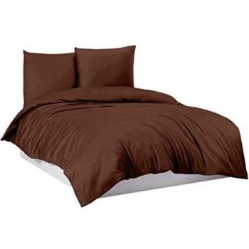 Juego de ropa de cama con funda nórdica 100% algodón, color marrón, 200 x 200 cm