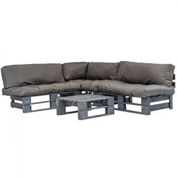 vidaXL Sofá de Jardín de Palés 4 Piezas Cojines Gris Madera Gris Exterior de Patio