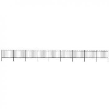 Black Steel Garden Fence with Hoop Top 15.3 x 1.2 m