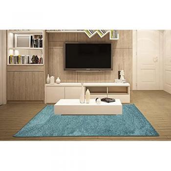 Alfombra Mabel Lisa de Pelo Corto Tadi & Imperio 1979 - Poliéster Rectangular en Colores y Tamaños Variados (70x140 cm, Azul Agua Marina)