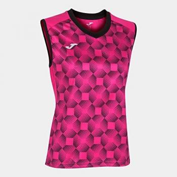 Camiseta Sin Mangas Mujer Supernova III Rosa Flúor y Negro
