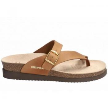 Mephisto Helen Camel Leather Women's Slide Sandals