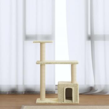 Árbol rascador para gatos con postes de sisal crema 70 cm