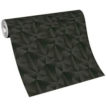Papel Tapiz No Tejido 3D Negro Erismann Spotlight, 10,05 x 0,53m, Diseño Moderno