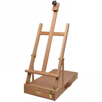 Artina Caballete maletín Le Mans – Madera de Haya Caballete de Mesa para bastidores hasta 56 cm, Tablero de Dibujo con Caja, Caballete de Madera Kit de Pinturas con ángulo de inclinación modificable