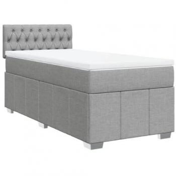 Cama box spring suave con colchón de tela gris claro 80x200 cm