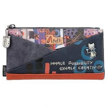 Billetero Grande Flexible de Mujer Anekke Origami con Protección RFID y Cierre de Cremallera Multicolor - Polipiel 20x10x2 cm